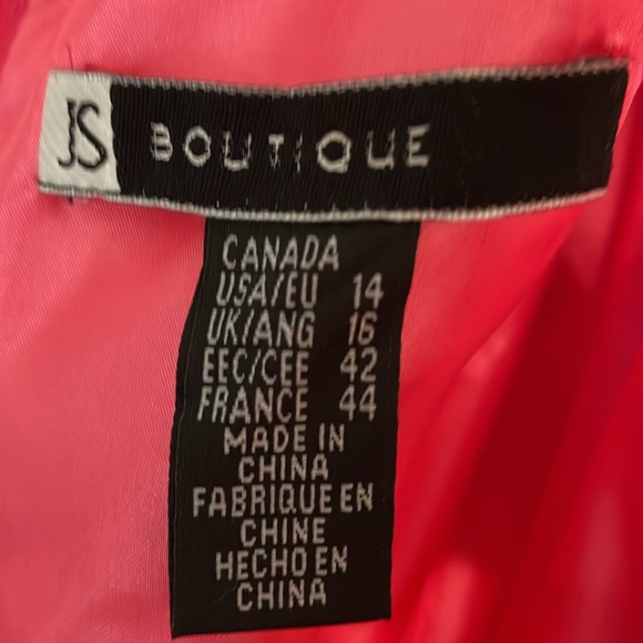 Vintage JS Boutique fuschia pink 100% silk ruched dress size 14 fully lined - Picture 4 of 4